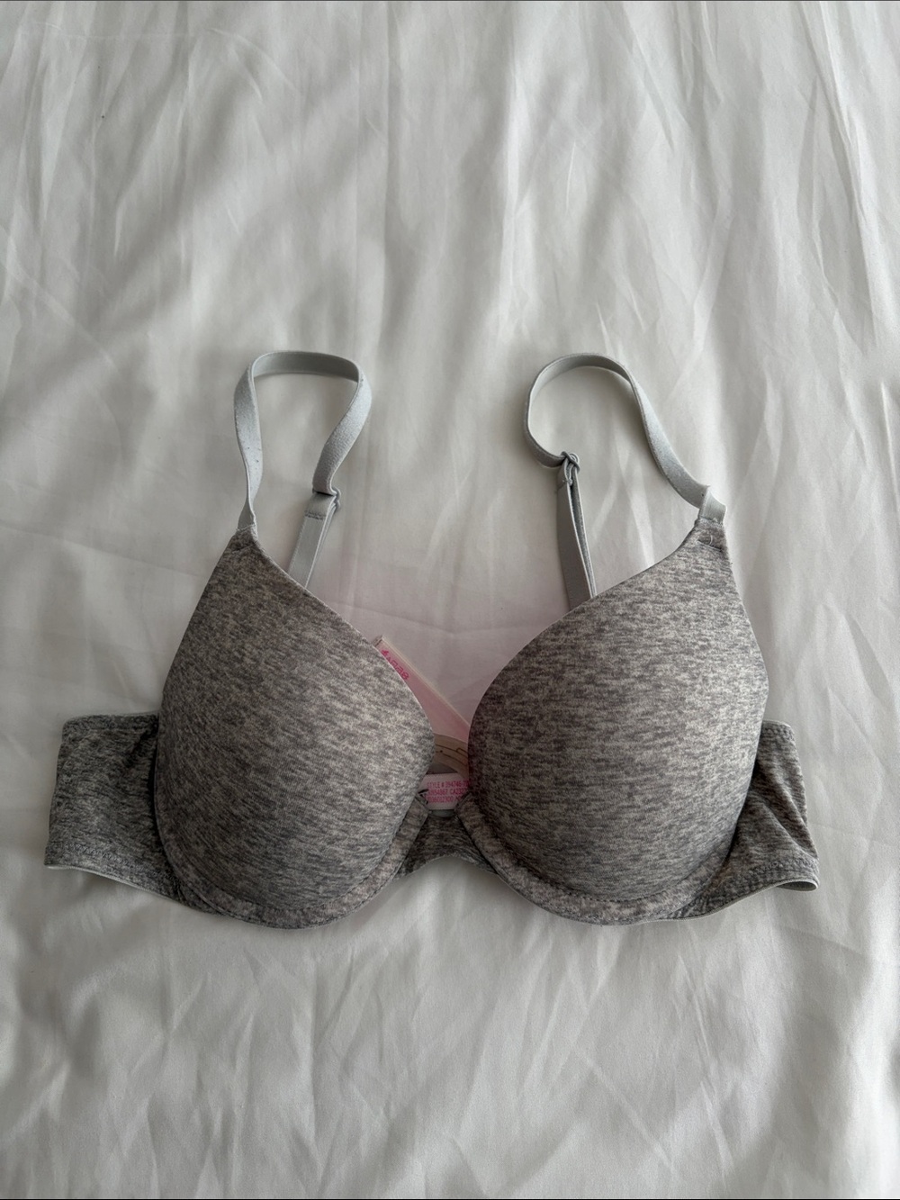 PINK Grey Heather Push-Up Bra